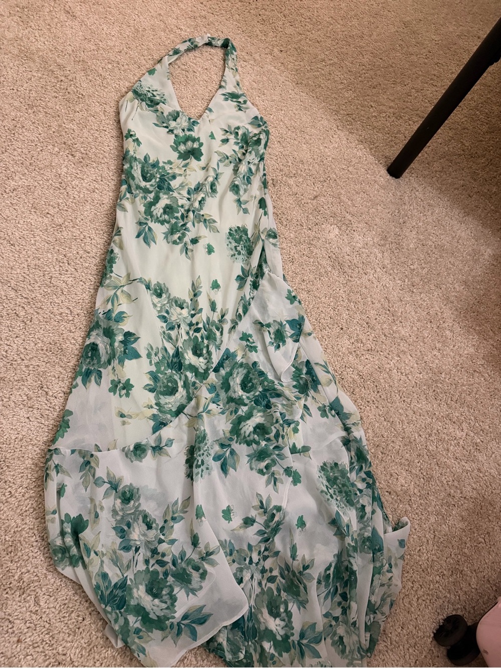 Green Floral Halter Maxi Dress - Women
